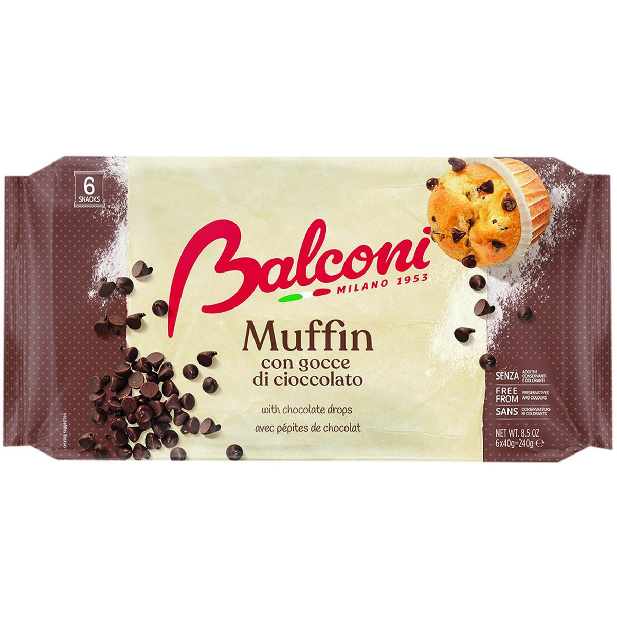 Balconi Muffin con Gocce di Cioccolato 240 G